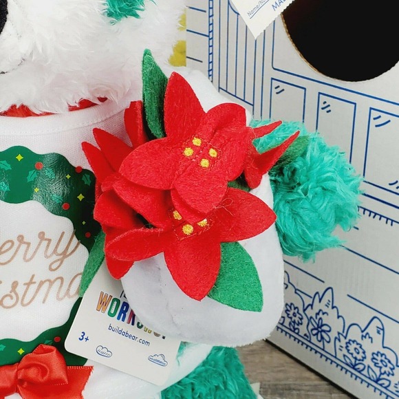 Build a Bear Christmas Holiday Festive Fun Panda Plush Poinsettia Wristie New - Picture 5 of 8